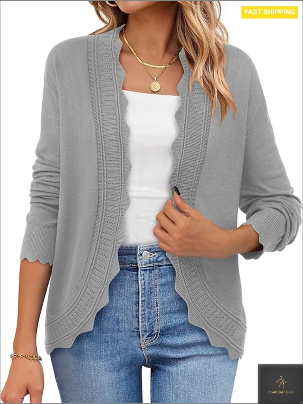 Lightweight Knitted Cardigan Open Front Cropped Shrug Sweater Fall Layering